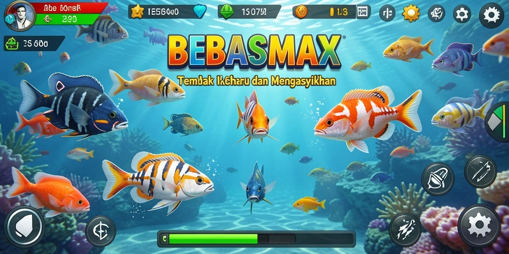 Tampilan gameplay seru dalam BEBASMAX dengan aksi tembak ikan.