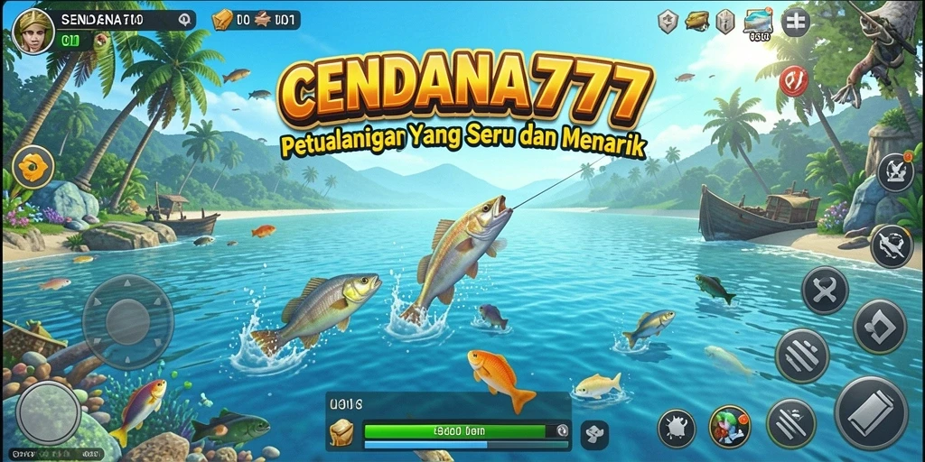 Tampilan gameplay CENDANA777 yang menampilkan petualangan memancing seru.