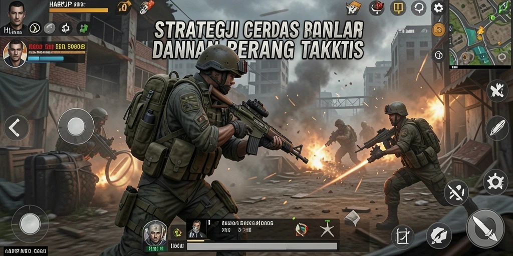 Screenshot utama HARAPJP menampilkan momen strategis dalam pertempuran.