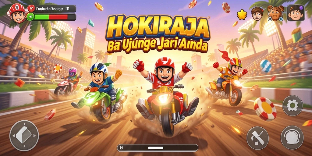 Screenshot menunjukkan balapan seru di lintasan yang menantang.
