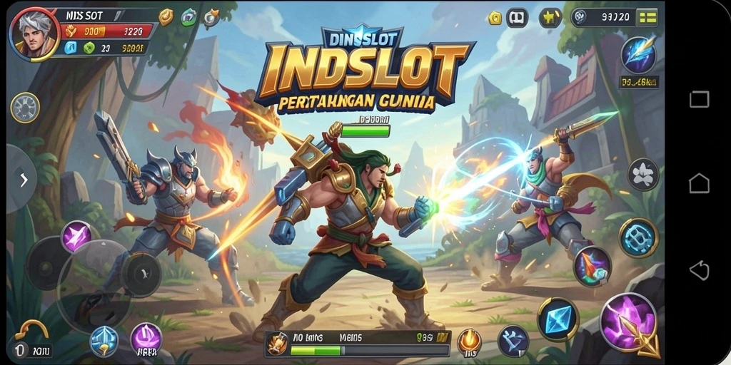 Screenshot gameplay INDSLOT menampilkan aksi pertarungan yang seru dan mendebarkan.