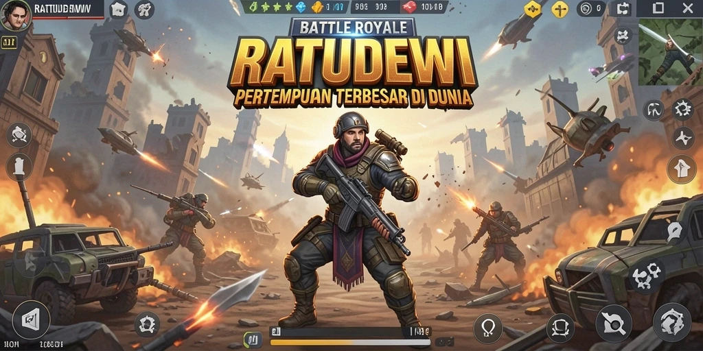 Screenshot menampilkan aksi pertempuran seru di RATUDEWI dengan banyak pemain.