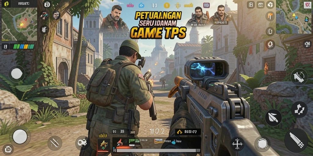 Tampilan gameplay mengasyikkan dari REPUBLIK77 dalam aksi TPS.